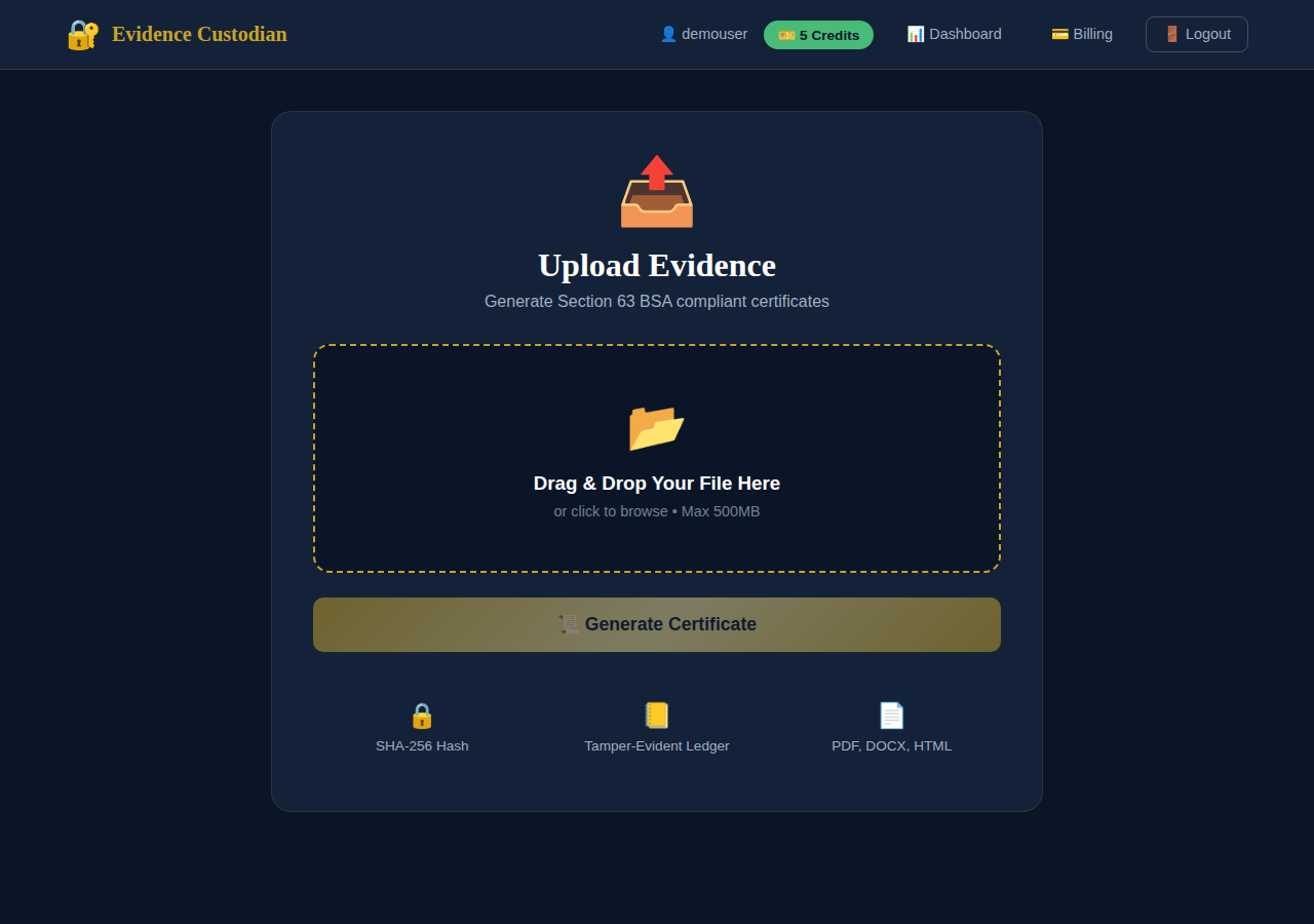 Single file upload page
