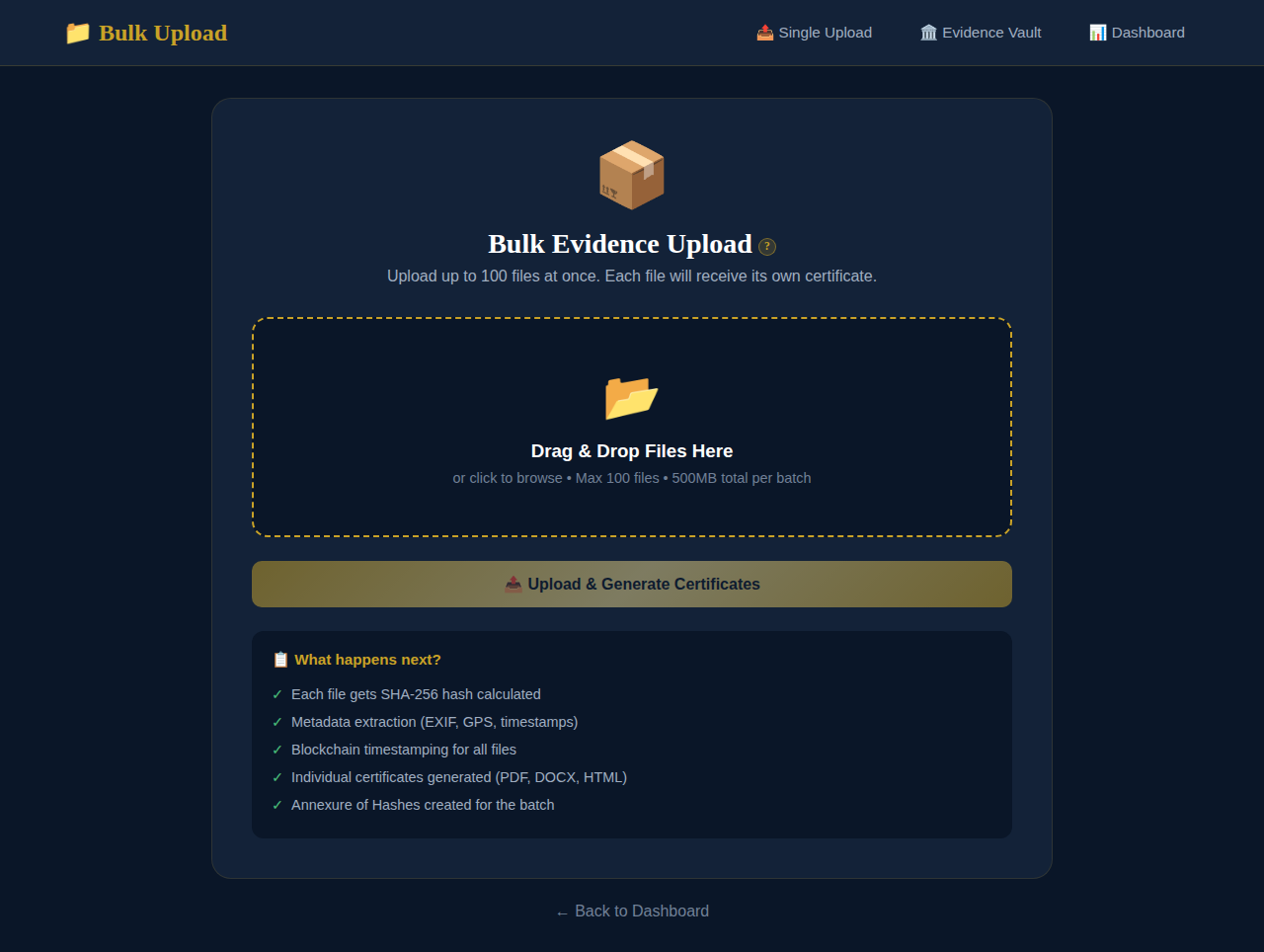 Bulk upload drag and drop page