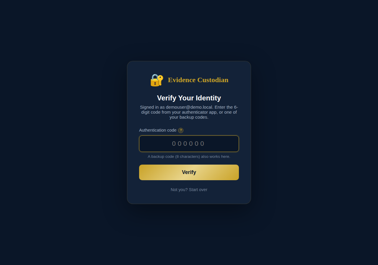 MFA verification screen after password login